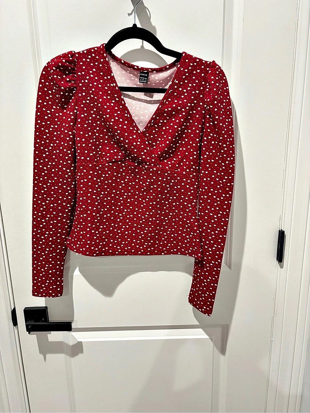 SHEIN Red & White Polka Dot Long Sleeve Size Small